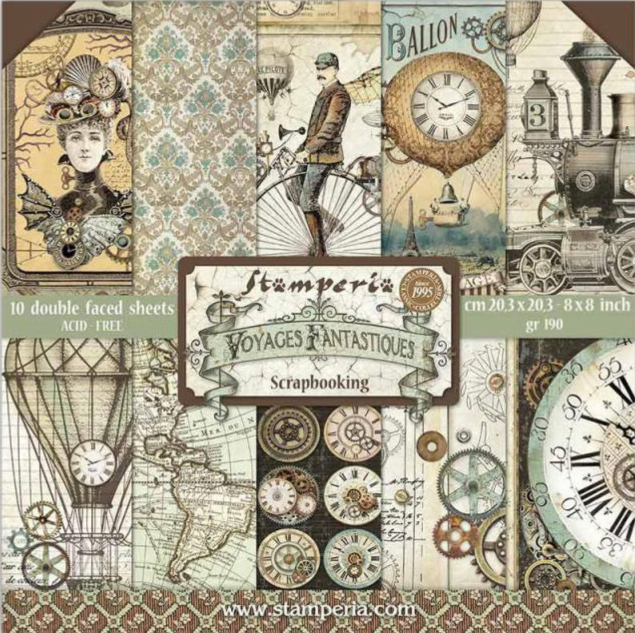 Stamperia Voyages Fantastiques Paper Pack 8” x 8”
